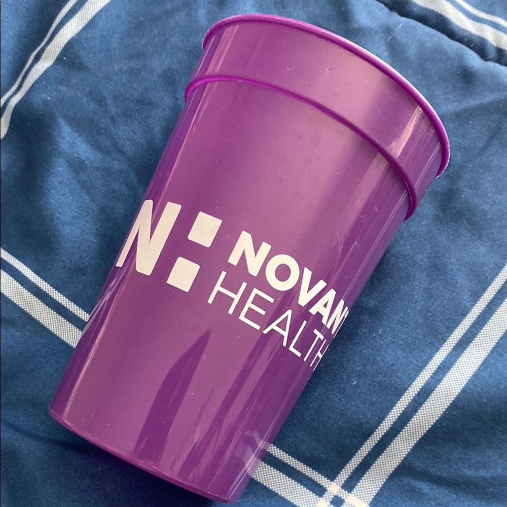 Novant Health purple plastic cup